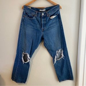 Levi’s Wedgie Straight High Rise Distressed Jeans 100% Cotton